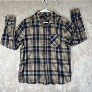 Volcom Shirt Mens Medium Blue Plaid Flannel Long Sleeve Button Up Classic Fit